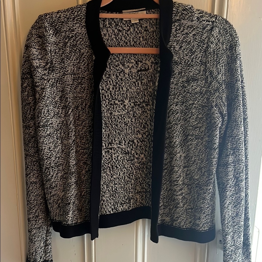 LOFT Black and White Textured Cardigan